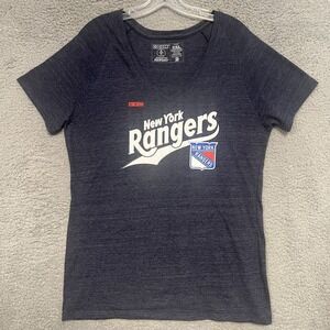 CCM New York Rangers T Shirt Women's 2XL XXL Blue V-Neck‎ Tee NHL Hockey